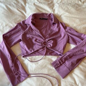 Zara cropped long sleeve tie around top